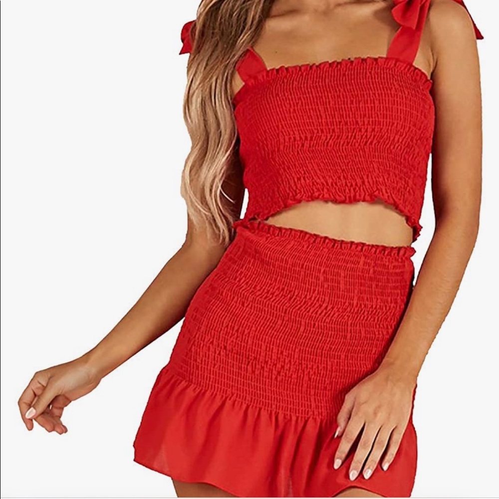 Red Two Piece Set - Picture 2 of 3